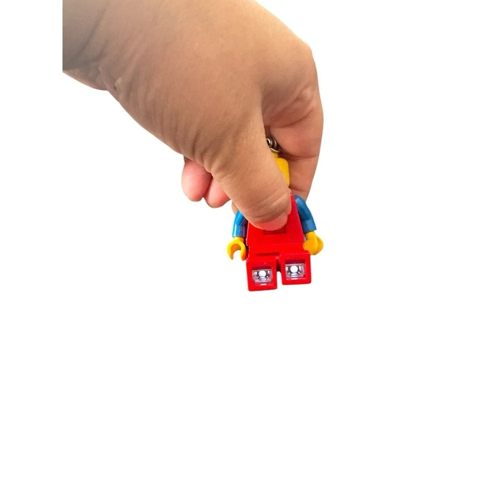 LEGO Classic Minifigure Keychain Flashlight LED Key Light Red Torso Logo Vintage